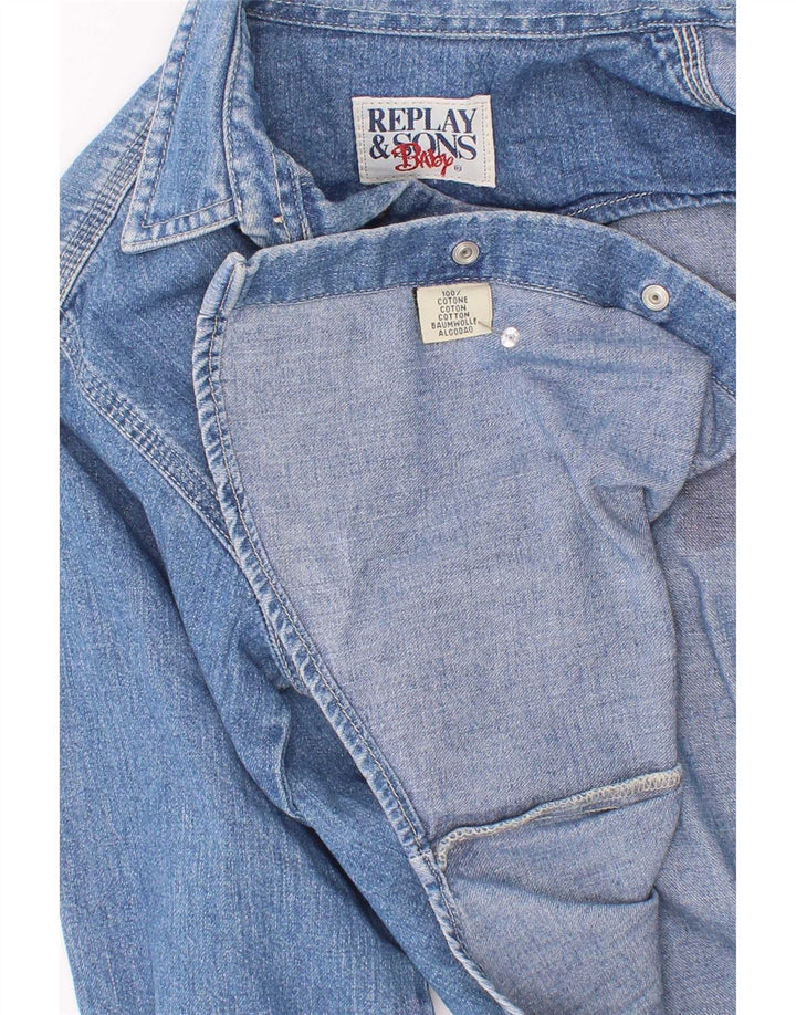 Camicia in denim grafica Replay per ragazzi 6-7 anni in cotone blu