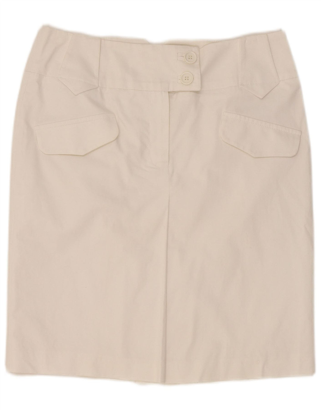 Gonna dritta da donna Marks & Spencer UK 12 media W30 cotone bianco