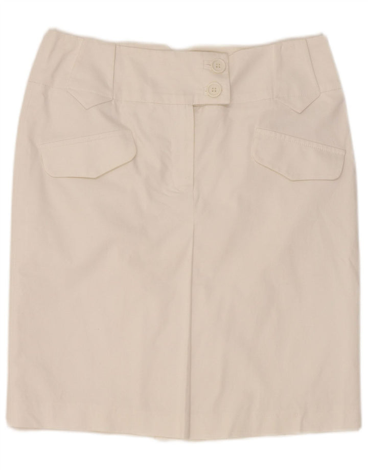 Gonna dritta da donna Marks & Spencer UK 12 media W30 cotone bianco