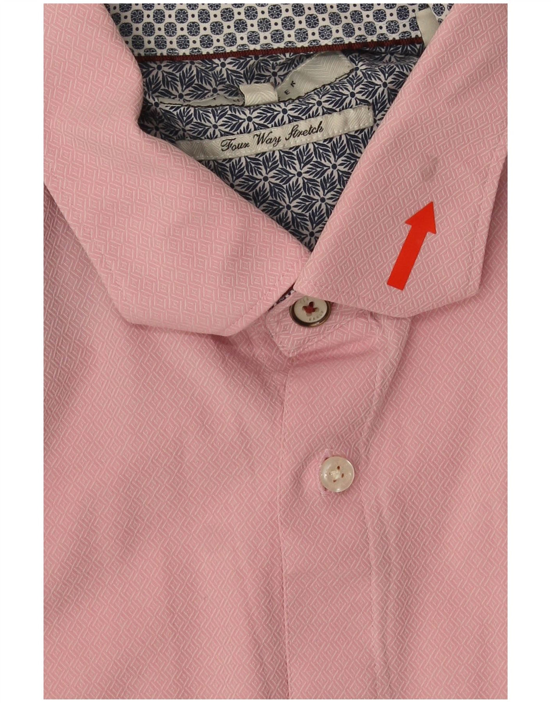 Camicia da uomo Ted Baker taglia 16 1/2 grande cotone geometrico rosa