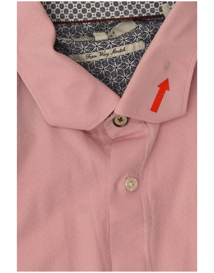 Camicia da uomo Ted Baker taglia 16 1/2 grande cotone geometrico rosa