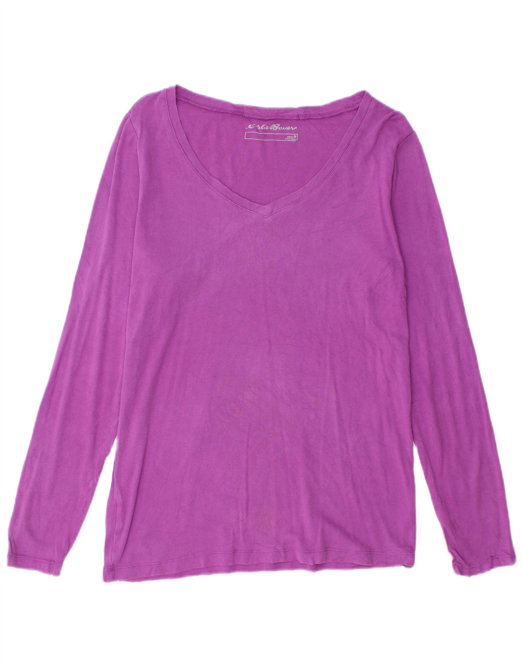 EDDIE BAUER Top da donna a maniche lunghe UK 14 Cotone viola medio