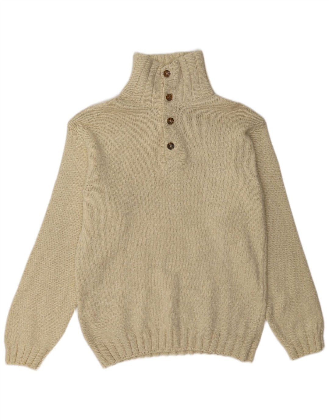 Marlboro Classics Maglione da uomo con collo a bottoni XL Lana beige
