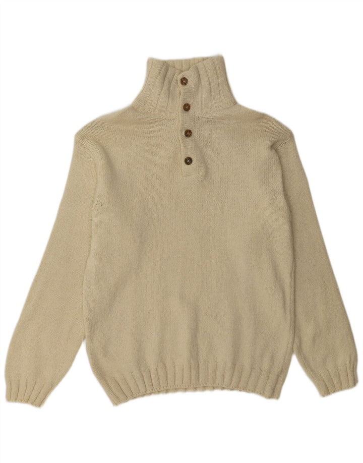 Marlboro Classics Maglione da uomo con collo a bottoni XL Lana beige