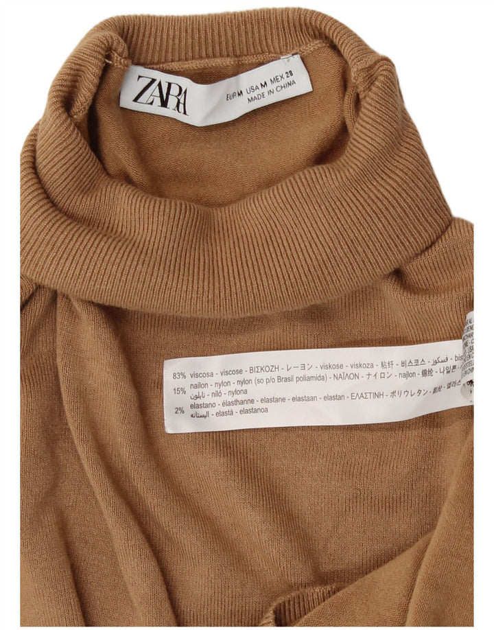 Maglione maglione a collo alto da donna Zara UK 12 Viscosa beige medio