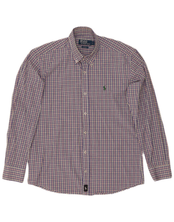 Polo Ralph Lauren Mens Custom Fit Shirt Large Blue Check Cotton
