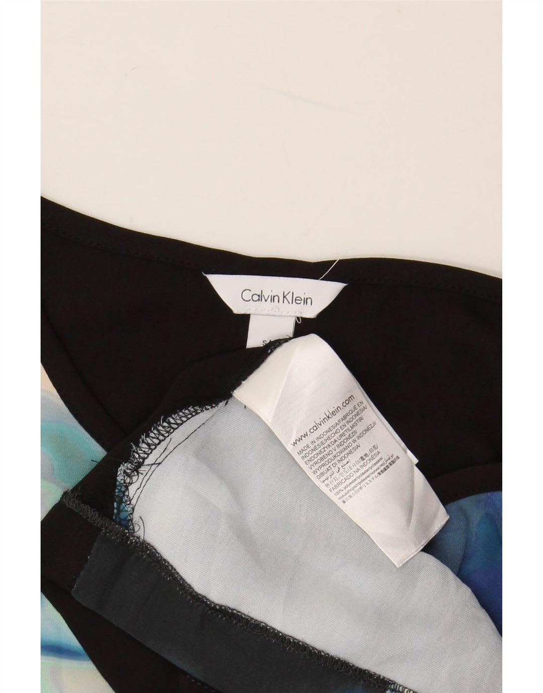 CALVIN KLEIN Camicetta corta da donna Top UK 10 Piccolo blu navy floreale