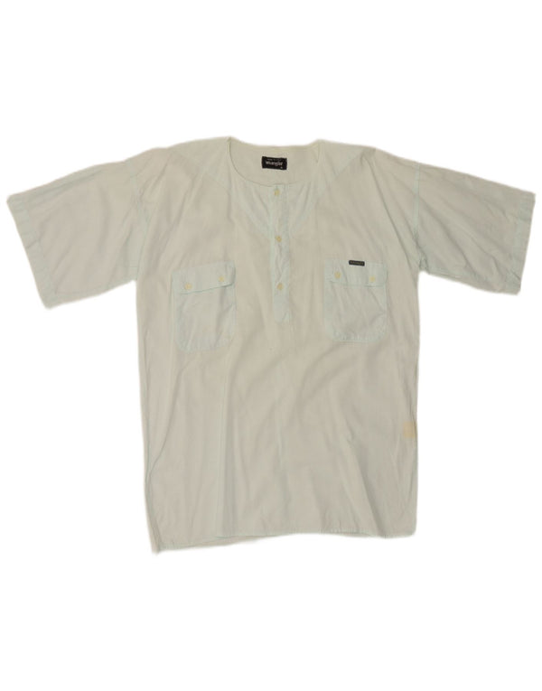 Camicia pullover a maniche corte da uomo Wrangler in cotone turchese medio