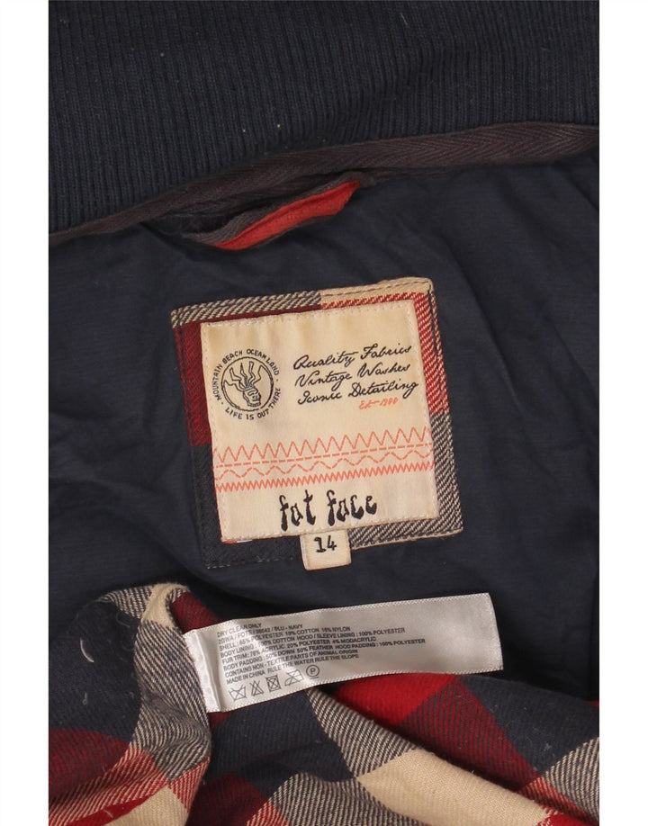 Giacca imbottita con cappuccio da donna FAT FACE UK 14 Large in poliestere blu navy