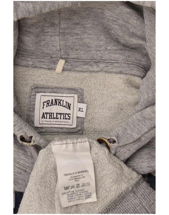 FRANKLIN & MARSHALL Mens Graphic Hoodie Jumper XL Grey Cotton