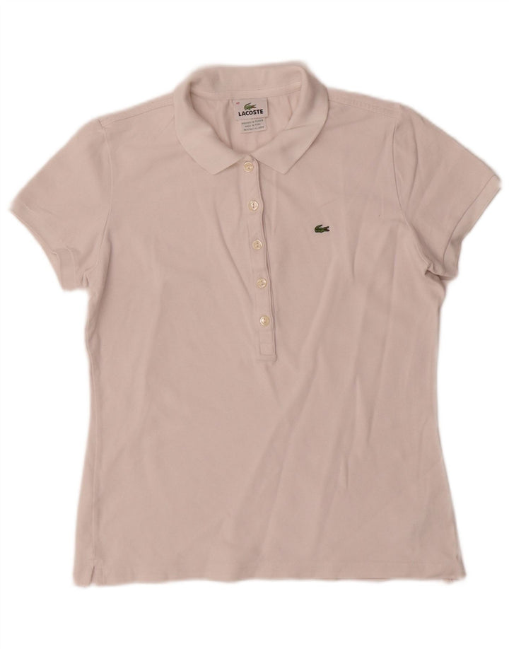 Polo da donna Lacoste taglia 42 grande in cotone bianco