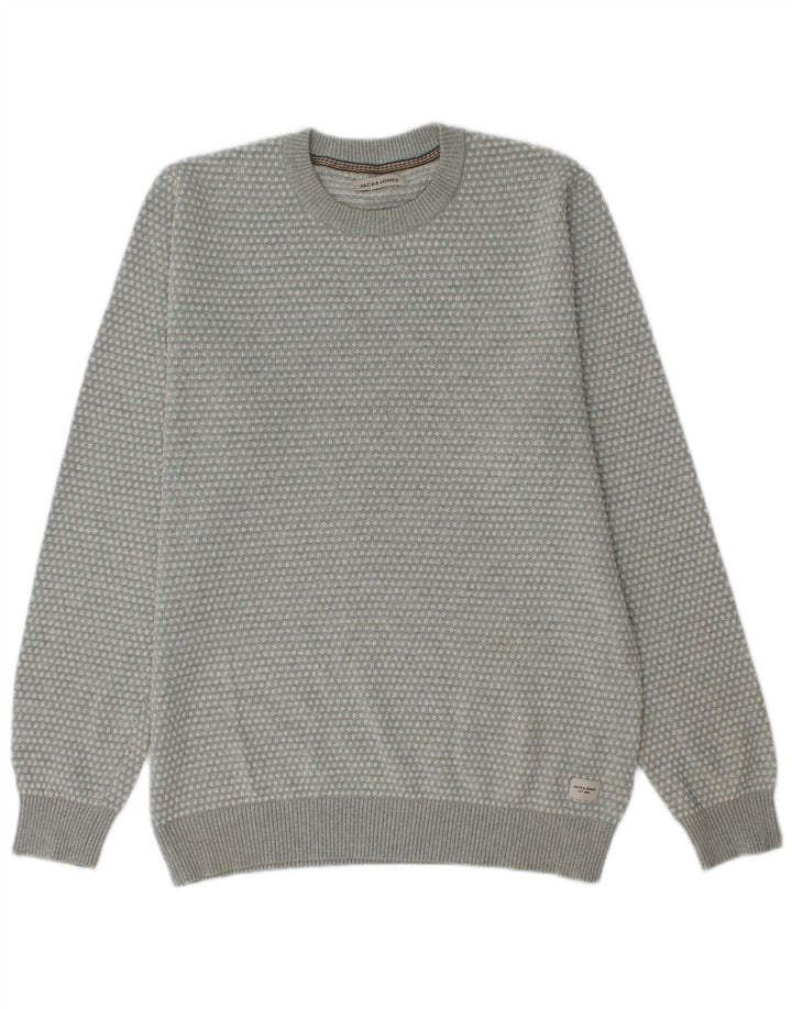 Maglione maglione girocollo da uomo Jack & Jones grigio medio maculato