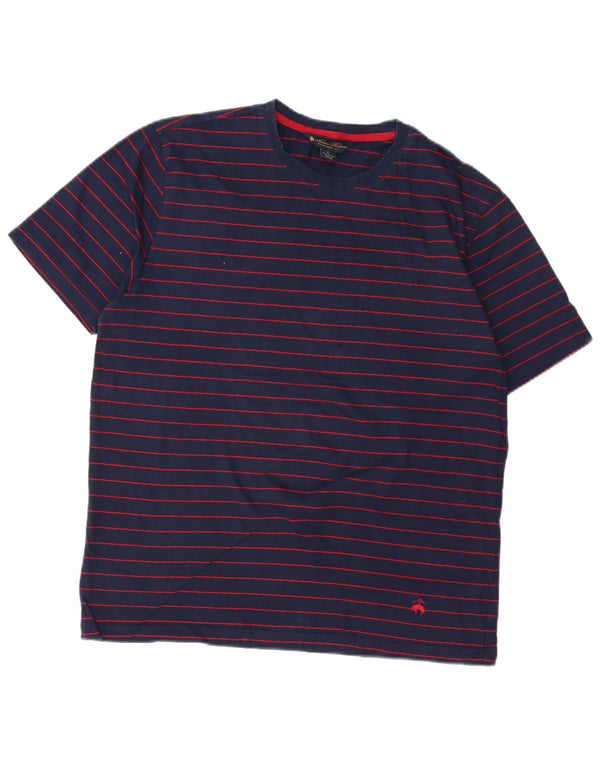 BROOKS BROTHERS T-shirt da uomo Top grande in cotone gessato blu navy