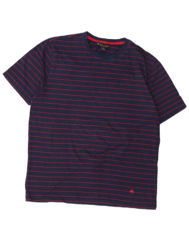 BROOKS BROTHERS T-shirt da uomo Top grande in cotone gessato blu navy