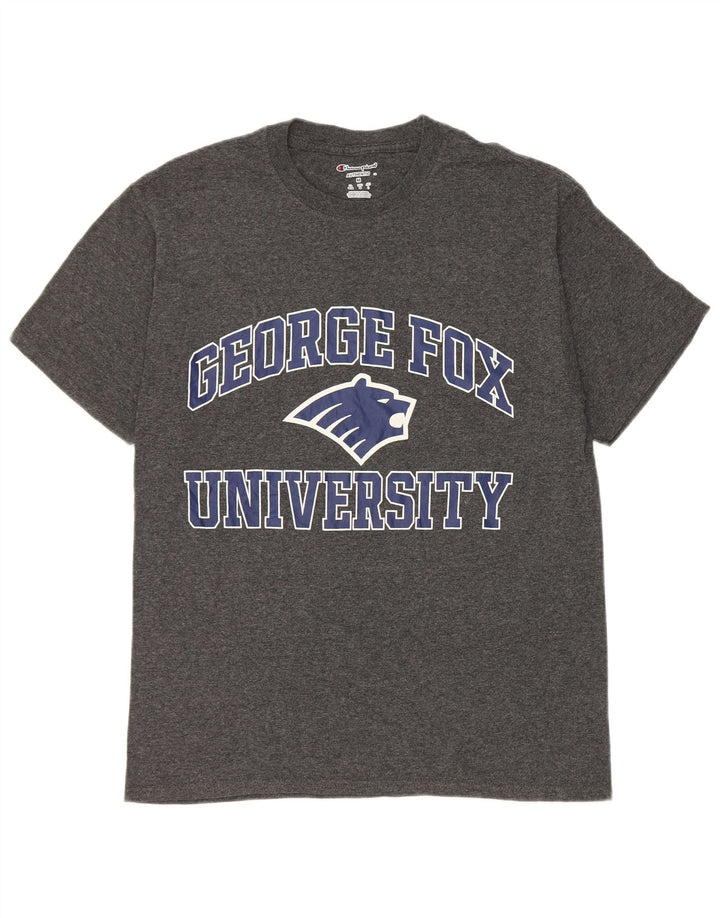 T-shirt grafica da uomo Champion George Fox University Top in cotone grigio medio