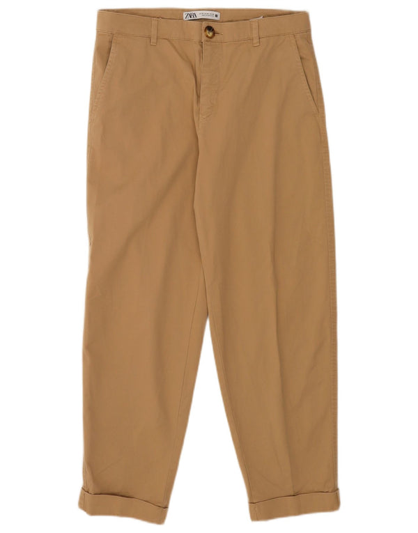 Pantaloni chino affusolati corti da donna Zara EU 40 medio W30 L25 Beige