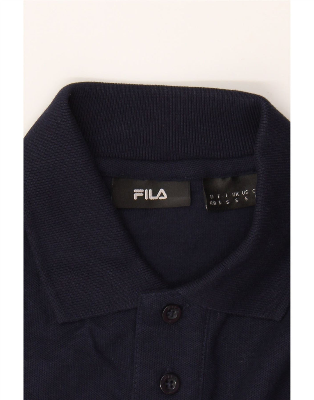 FILA Mens Polo Shirt Small Navy Blue Cotton Vintage Fila and Second-Hand Fila from Messina Hembry 