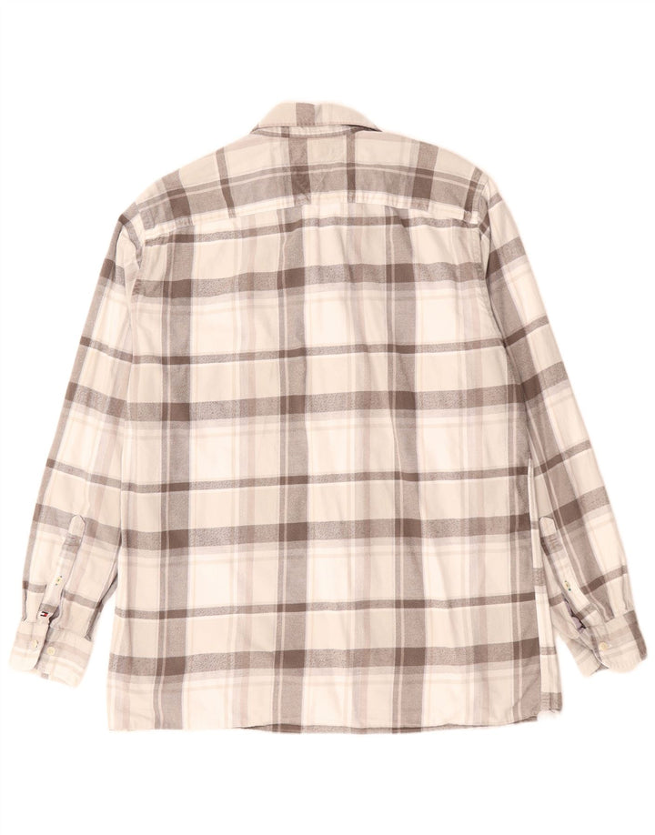 Tommy Hilfiger Camicia da uomo in flanella vestibilità regolare XL Cotone scozzese grigio
