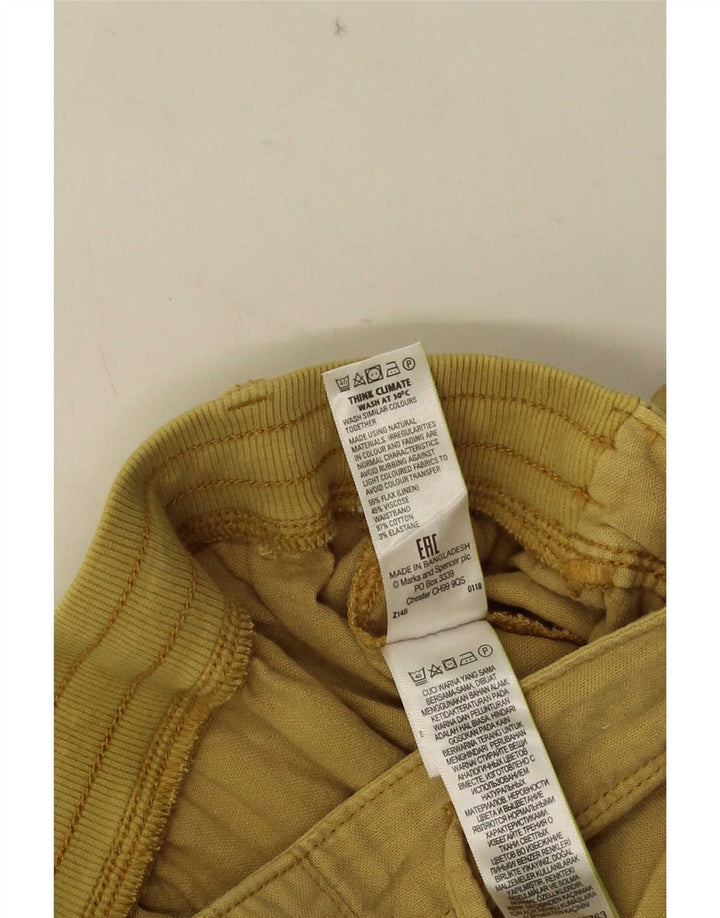 Pantaloncini da donna Marks & Spencer UK 16 Large W34 Lino kaki