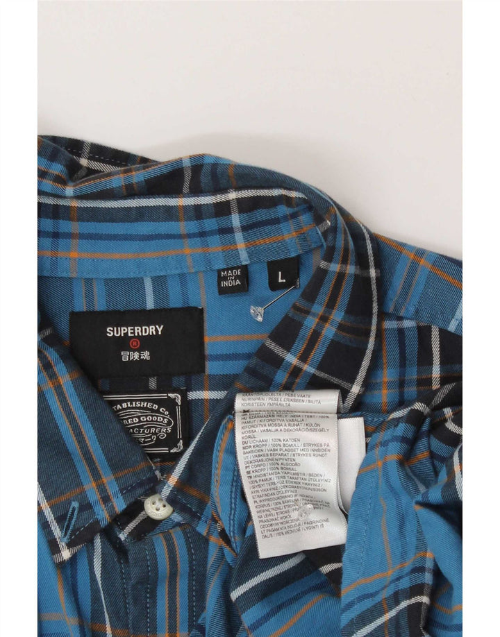 Superdry Camicia in flanella da uomo grande scozzese blu