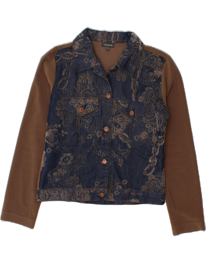 STREET ONE Womens Crop Denim Jacket UK 12 Medium  Navy Blue Colourblock Vintage Street One and Second-Hand Street One from Messina Hembry 
