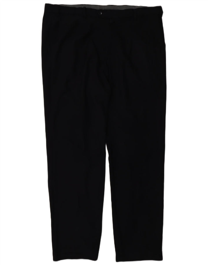 Pantaloni da abito regolari dritti Marks & Spencer da uomo W40 L33 Blu Navy