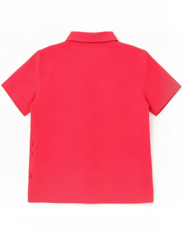 Camicia a maniche corte da donna vintage UK 14 seta rosa media