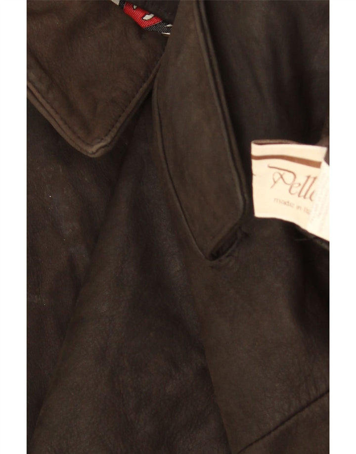 Giacca in pelle da donna VINTAGE EU 44 XL in pelle marrone