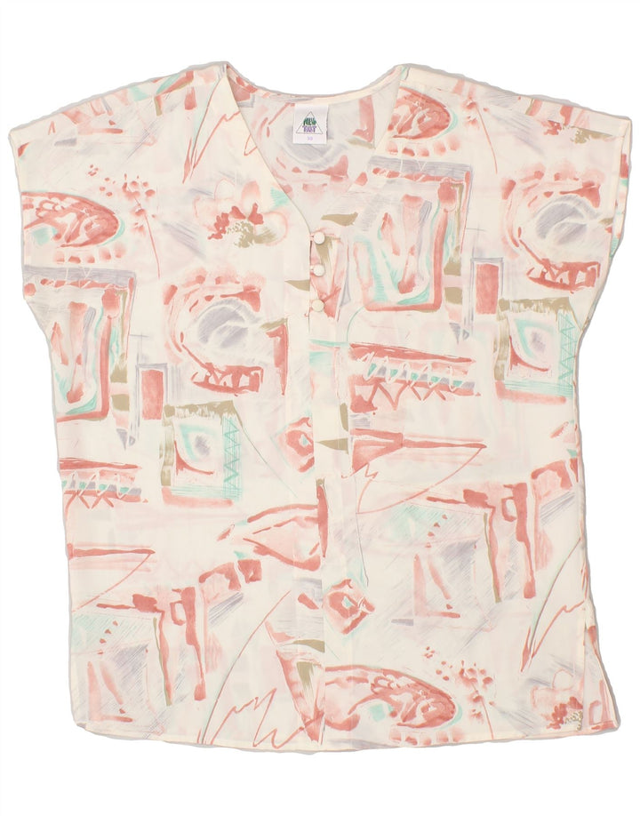 NEW FAST Womens Abstract Pattern Blouse Top EU 38 Medium Beige Polyester Vintage New Fast and Second-Hand New Fast from Messina Hembry 