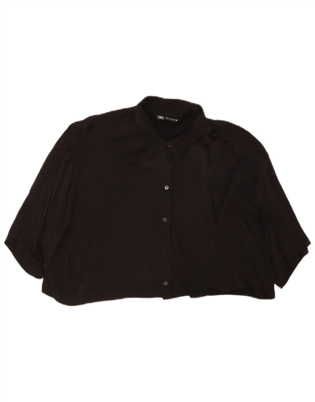 Zara Camicia a maniche corte corta oversize da donna, camicetta UK 14 media nera
