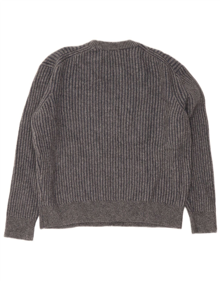 Maglione maglione girocollo da donna Massimo Dutti UK 16 grande lana grigia