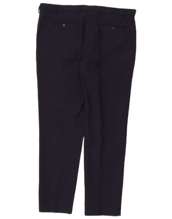 Pantaloni da abito dritti su misura da uomo Marks & Spencer W40 L33 Blu Navy