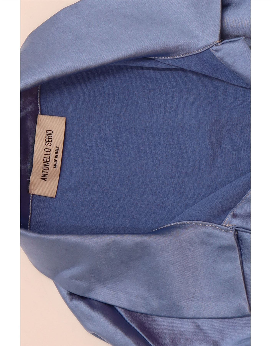 ANTONELLO SERIO Womens Crop 3/4 Sleeve Shirt Blouse UK 14 Medium Blue