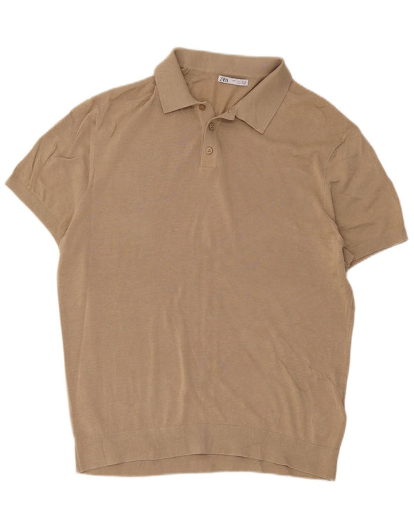 Polo Zara da uomo grande in cotone beige