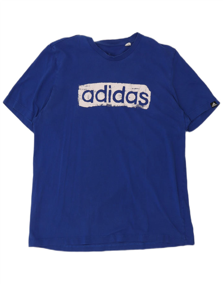 T-shirt grafica da uomo ADIDAS Top in cotone blu medio