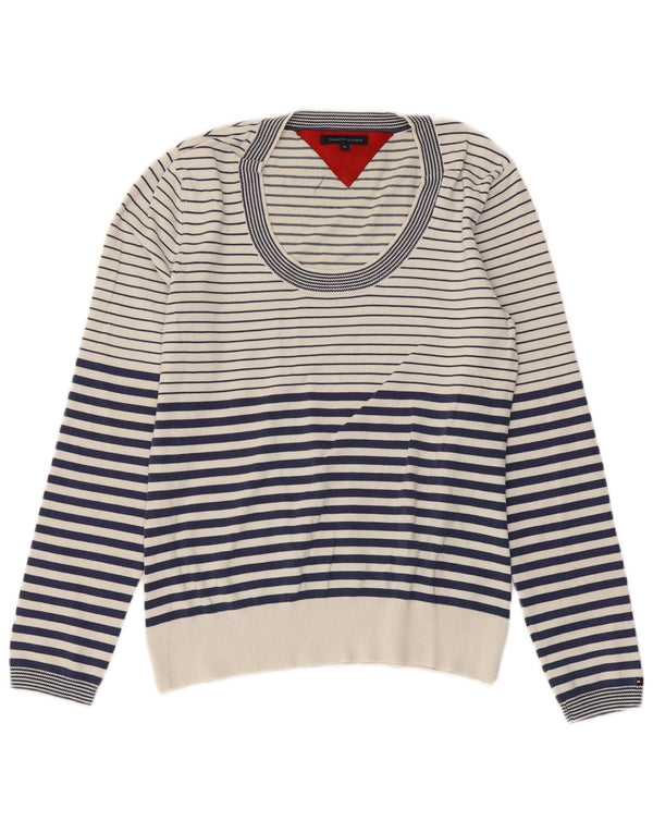 Tommy Hilfiger Womens Crew Neck Jumper Sweater UK 18 XL Navy Blue Striped