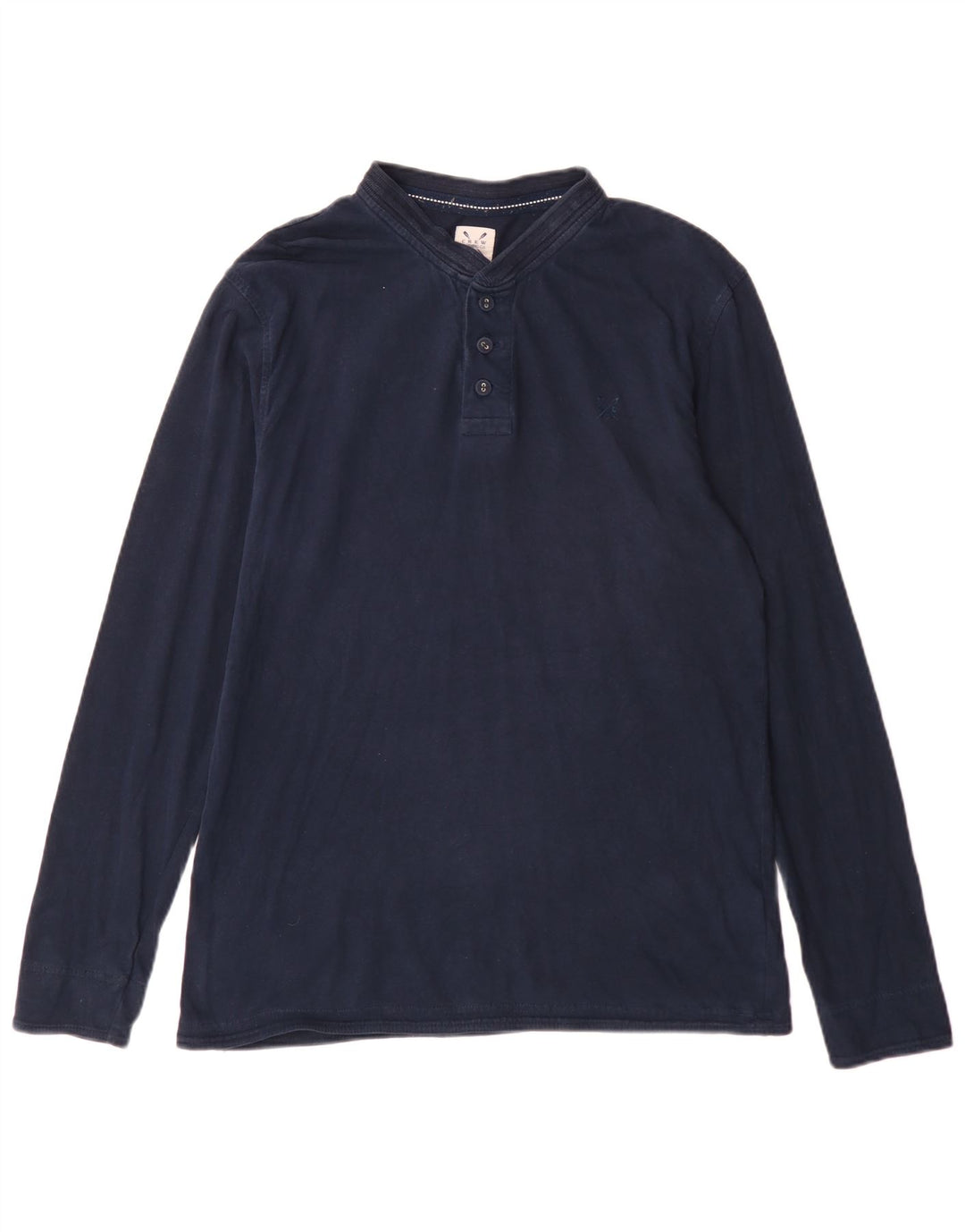 Crew Clothing Top da uomo a maniche lunghe in cotone blu navy medio