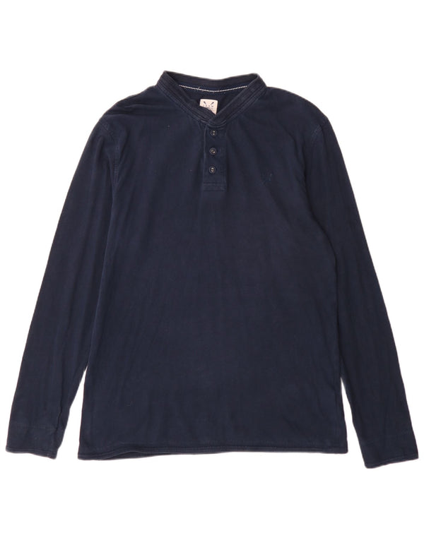 Crew Clothing Top da uomo a maniche lunghe in cotone blu navy medio