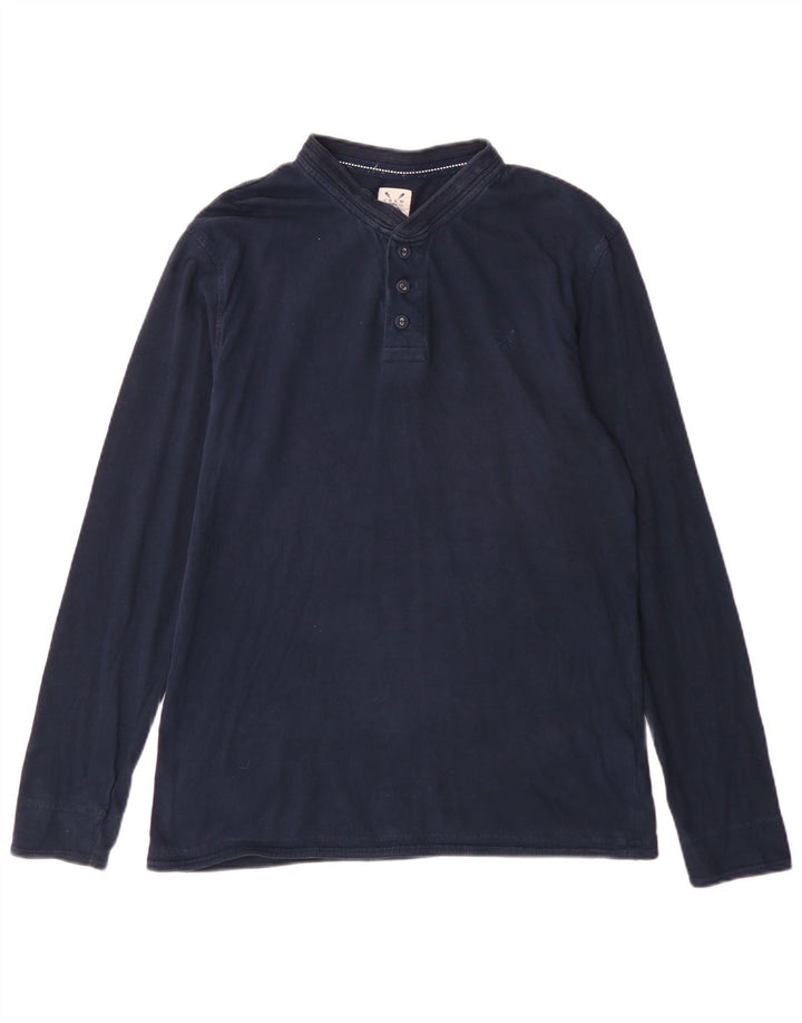Crew Clothing Top da uomo a maniche lunghe in cotone blu navy medio