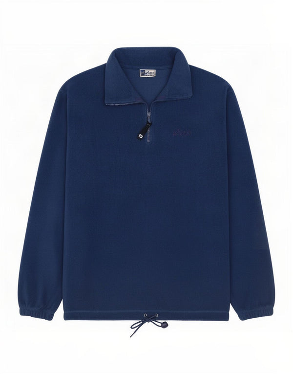 Maglione in pile da uomo Asics con zip e collo, grande, in poliestere blu navy