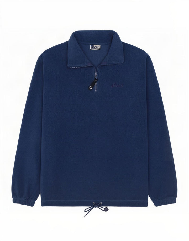 Maglione in pile da uomo Asics con zip e collo, grande, in poliestere blu navy