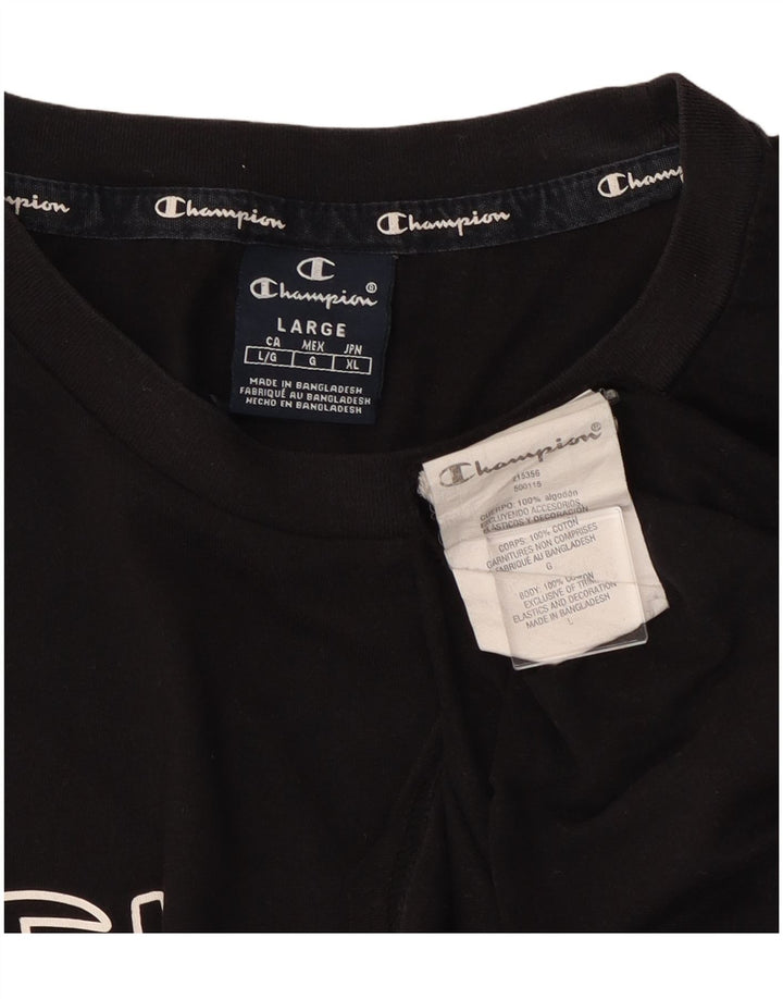 T-shirt grafica da uomo CHAMPION Top grande in cotone nero