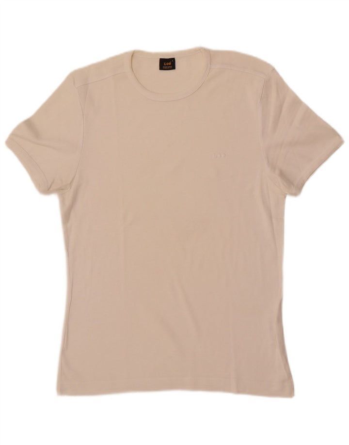 Maglietta da donna Lee Top UK 14 grande cotone bianco