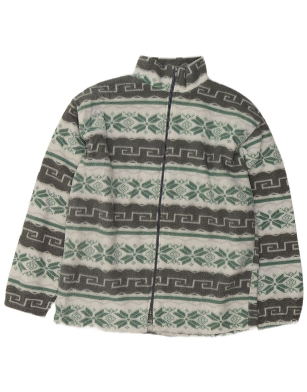 Giacca in pile vintage da uomo UK 42 XL Grigia Fair Isle