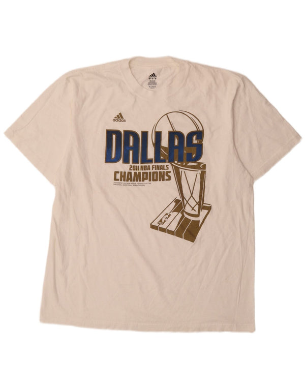 T-shirt grafica Adidas da uomo Dallas Top XL in cotone bianco