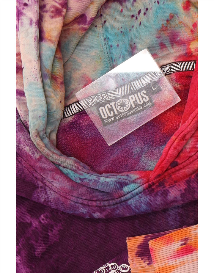 Felpa con cappuccio grafica da uomo Octopus, grande, multicolore, tie dye