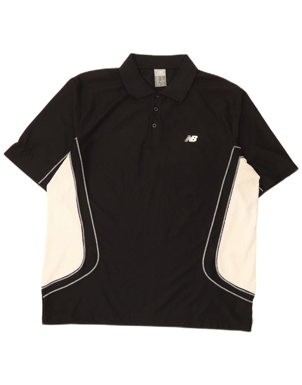Polo da uomo New Balance XL in poliestere color block nero