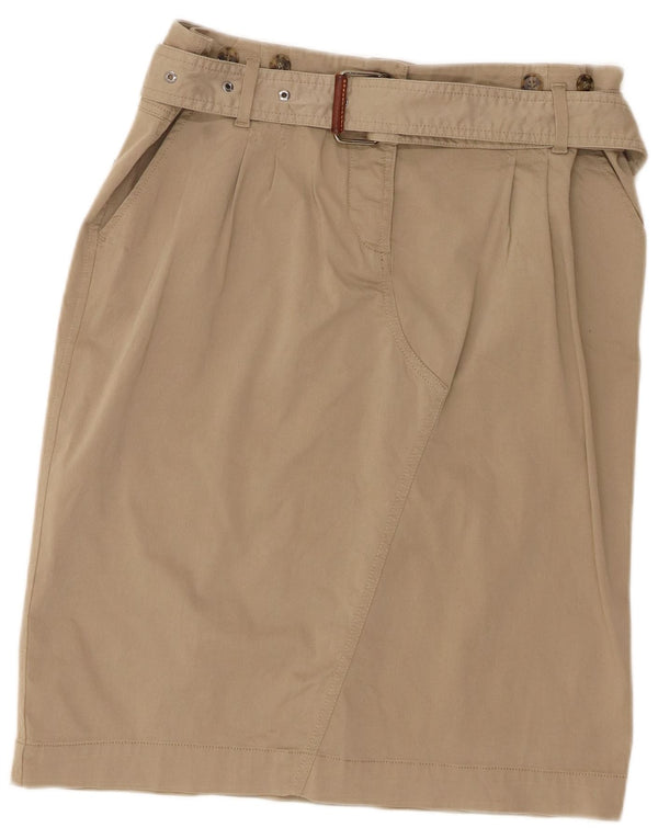 Gonna dritta da weekend da donna Max Mara UK 14 grande W34 cotone kaki