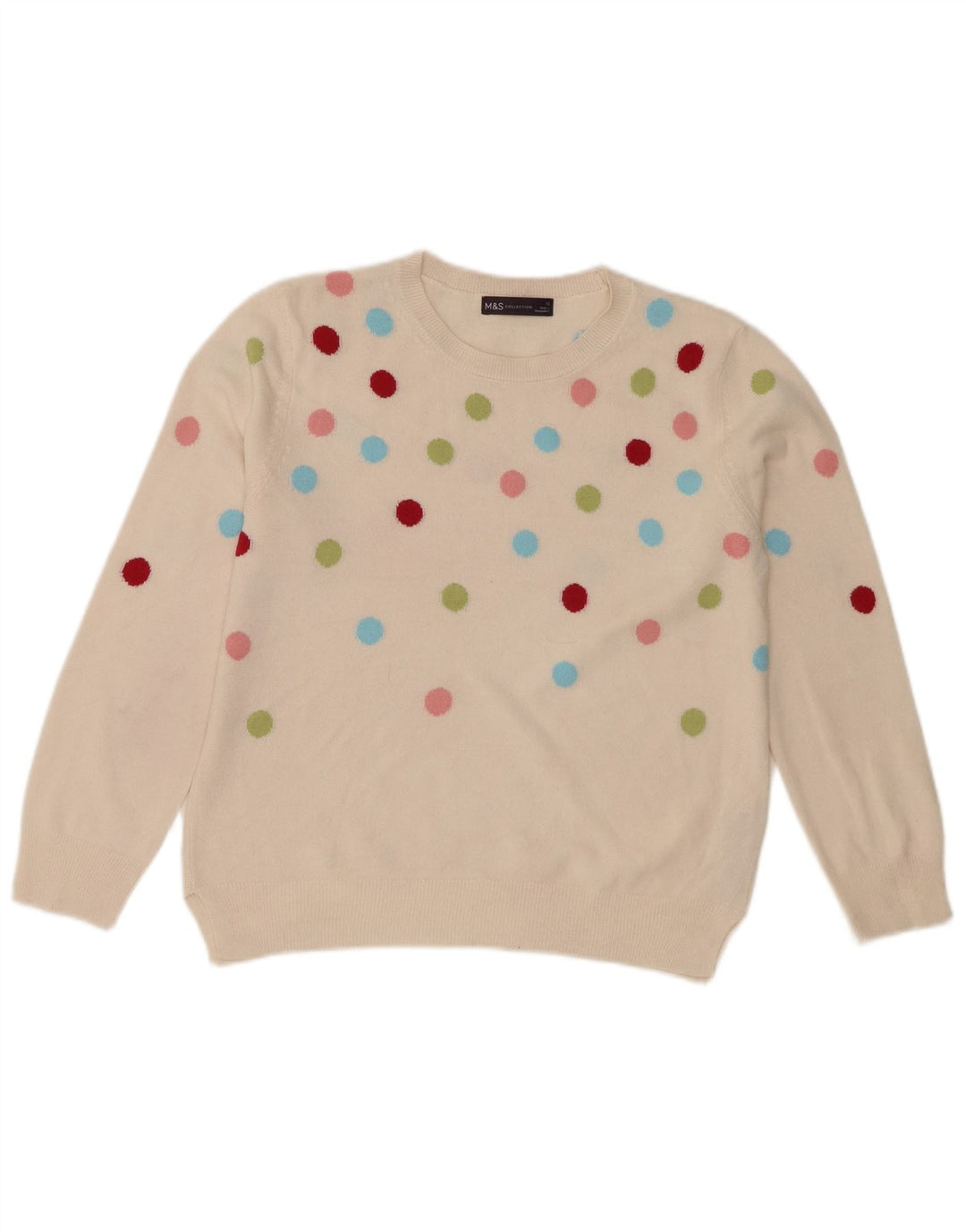 Maglione maglione girocollo da donna Marks & Spencer UK 12 medio bianco sporco
