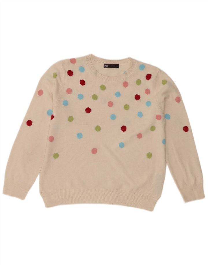 Maglione maglione girocollo da donna Marks & Spencer UK 12 medio bianco sporco